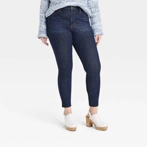 Universal Thread High Rise Skinny Jeans Raw Hem Dark Indigo 2/26 SHORT NWT